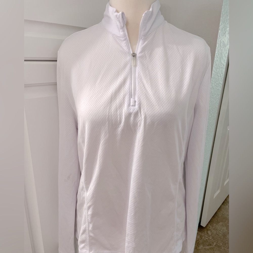 PGA Tour Ladies White 1/4 Zip Pullover, L